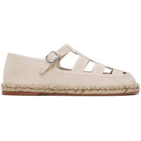 Bode Women's NWOT Natural Cotton Canvas Espadrille Cutout Sandals Sz 42 IT - Picture 1 of 7